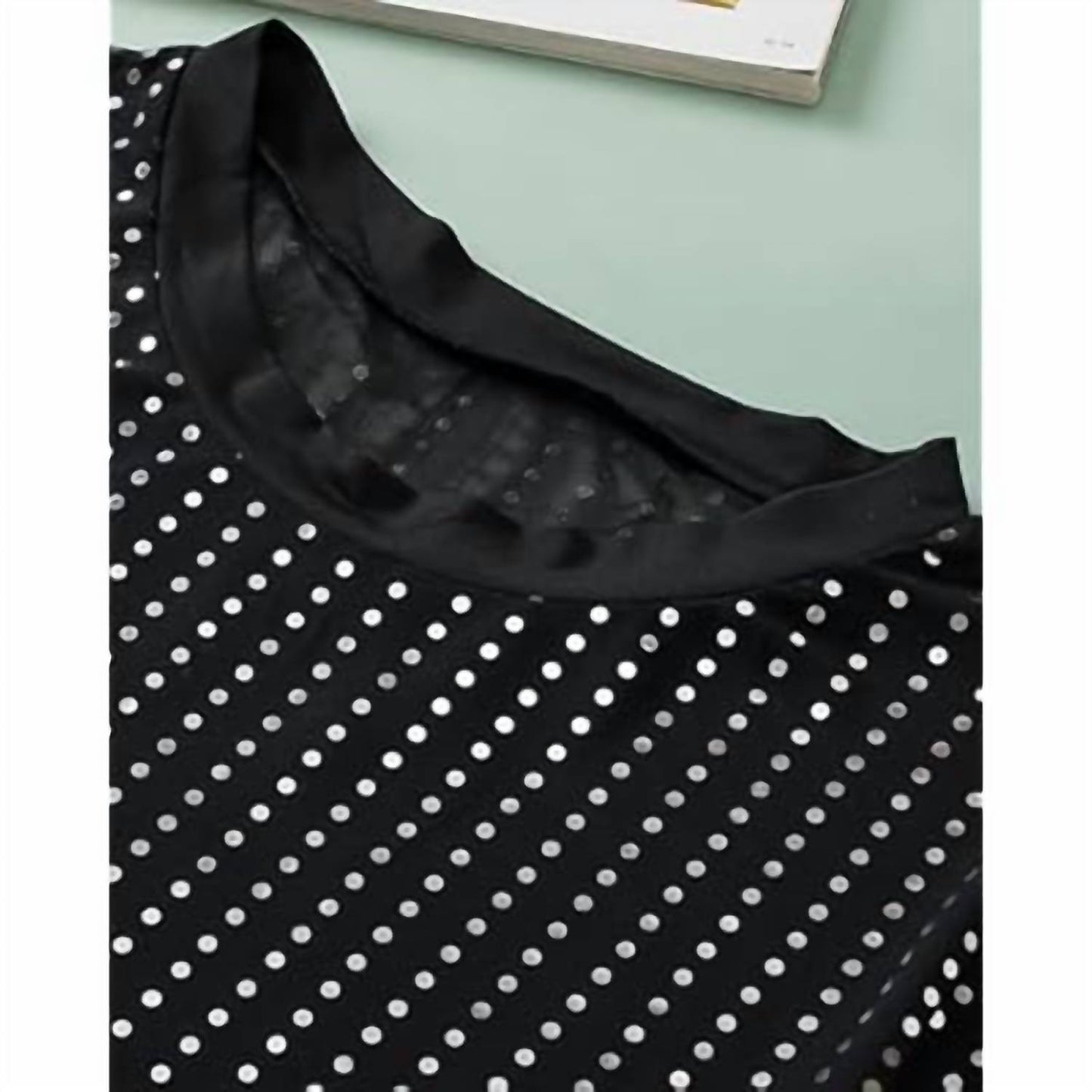 Mesh Casual Short Sleeve Sequin Top