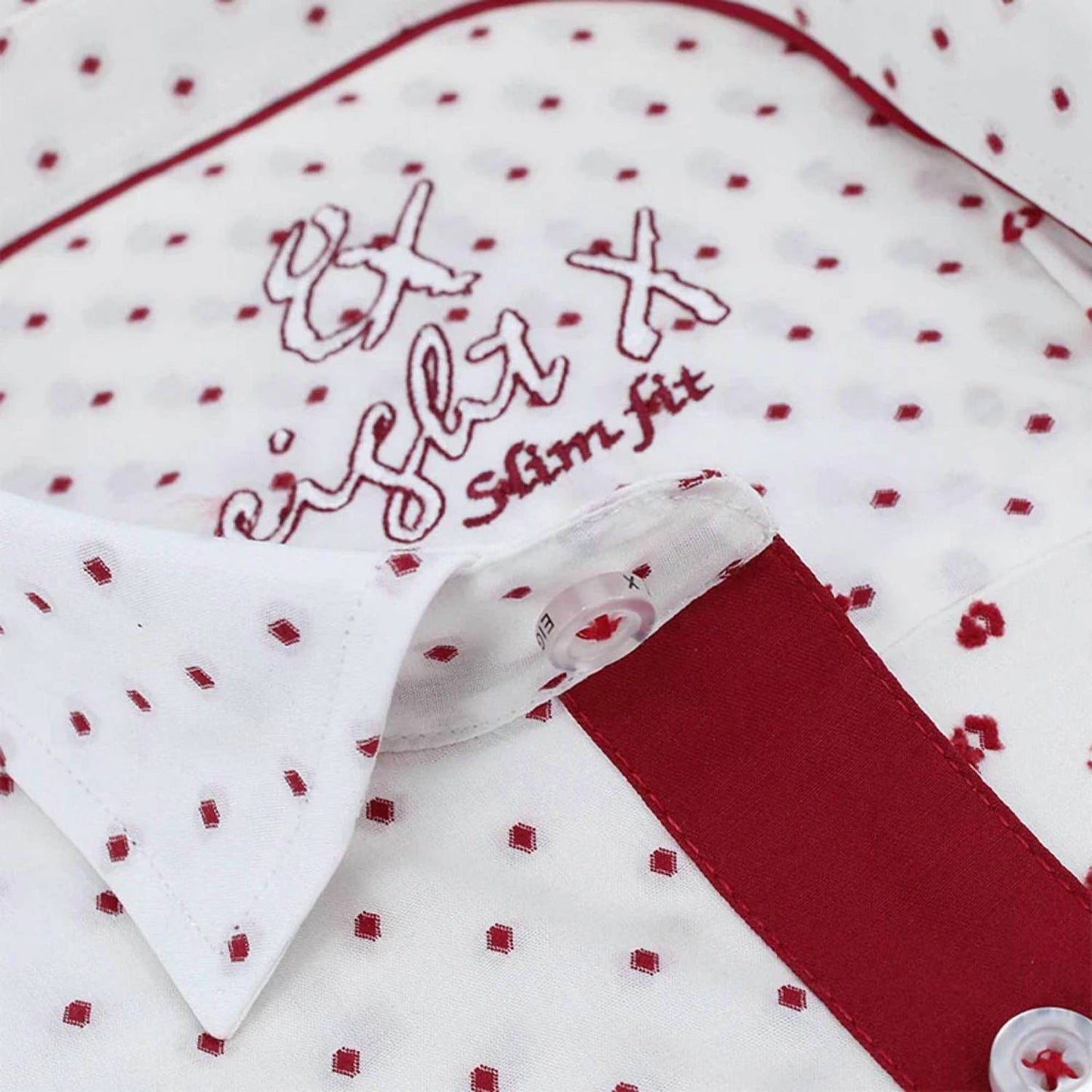 Bordeaux Polka Dot Button Down Fil Coupe Shirt