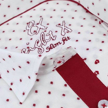 Bordeaux Polka Dot Button Down Fil Coupe Shirt