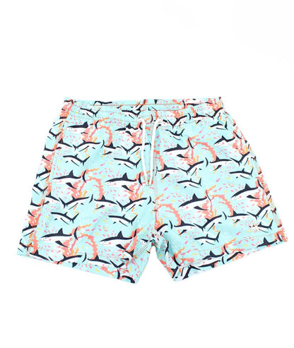 Shark Print Swim Trunks