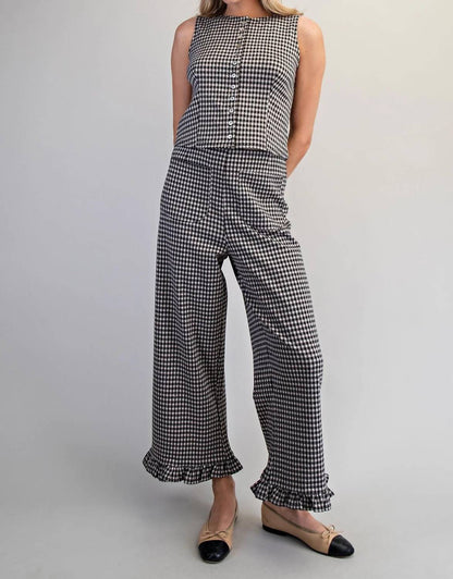 Gingham Ease Button-front Tank Top