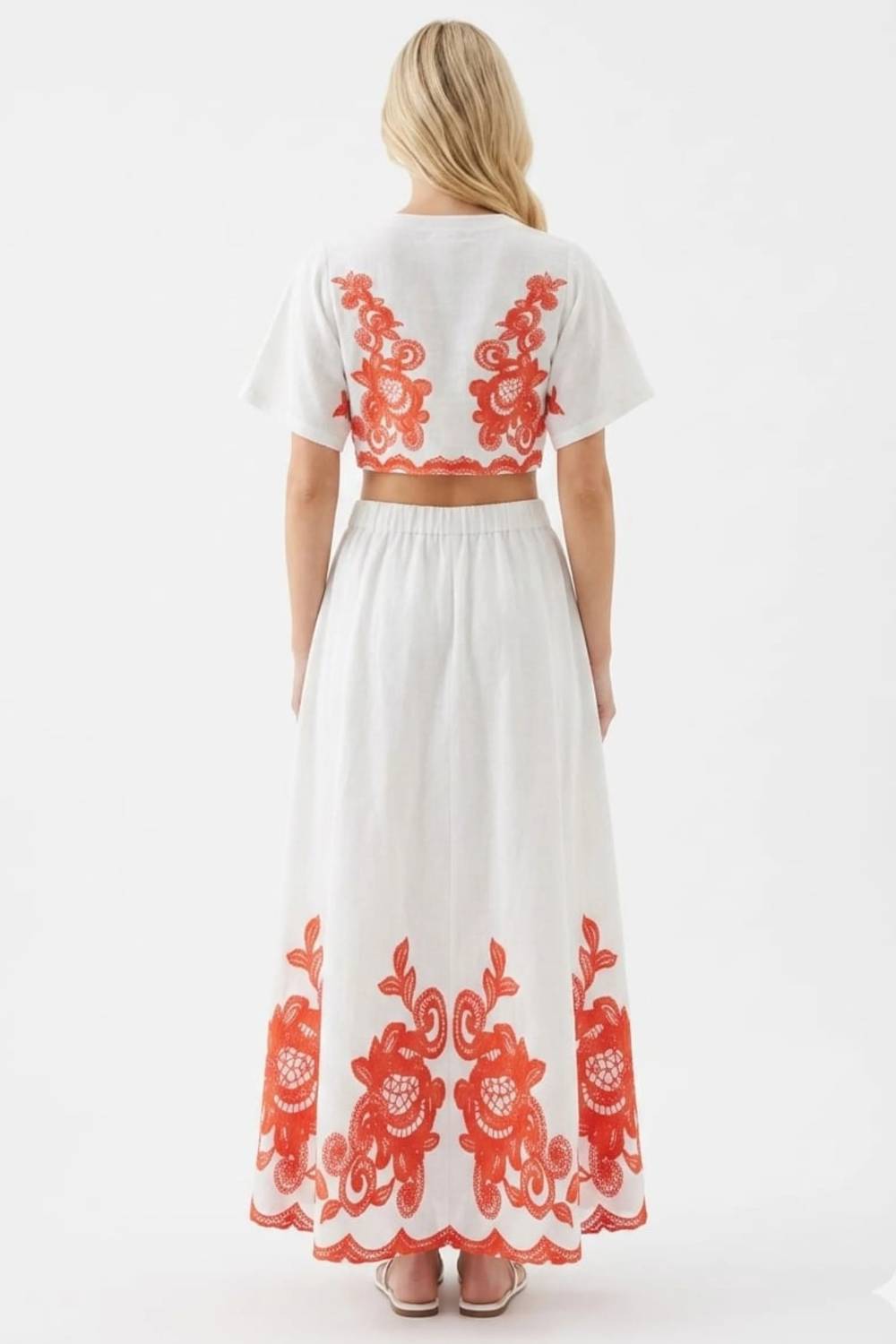 Embroidered Two-piece Maxi Skirt Set