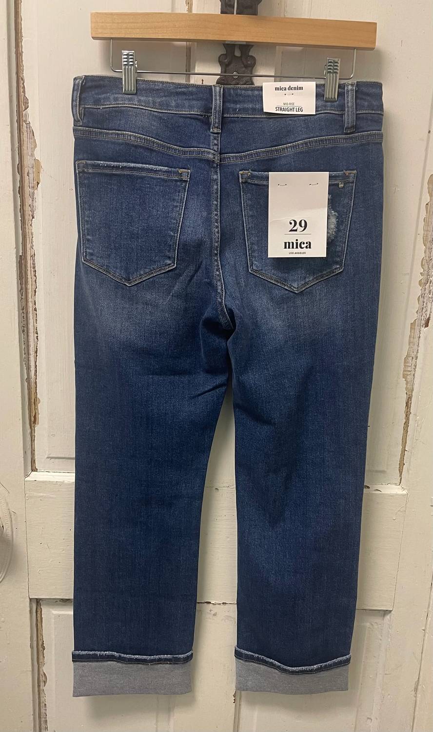 Mid Rise Straight Leg Jeans With Cuff