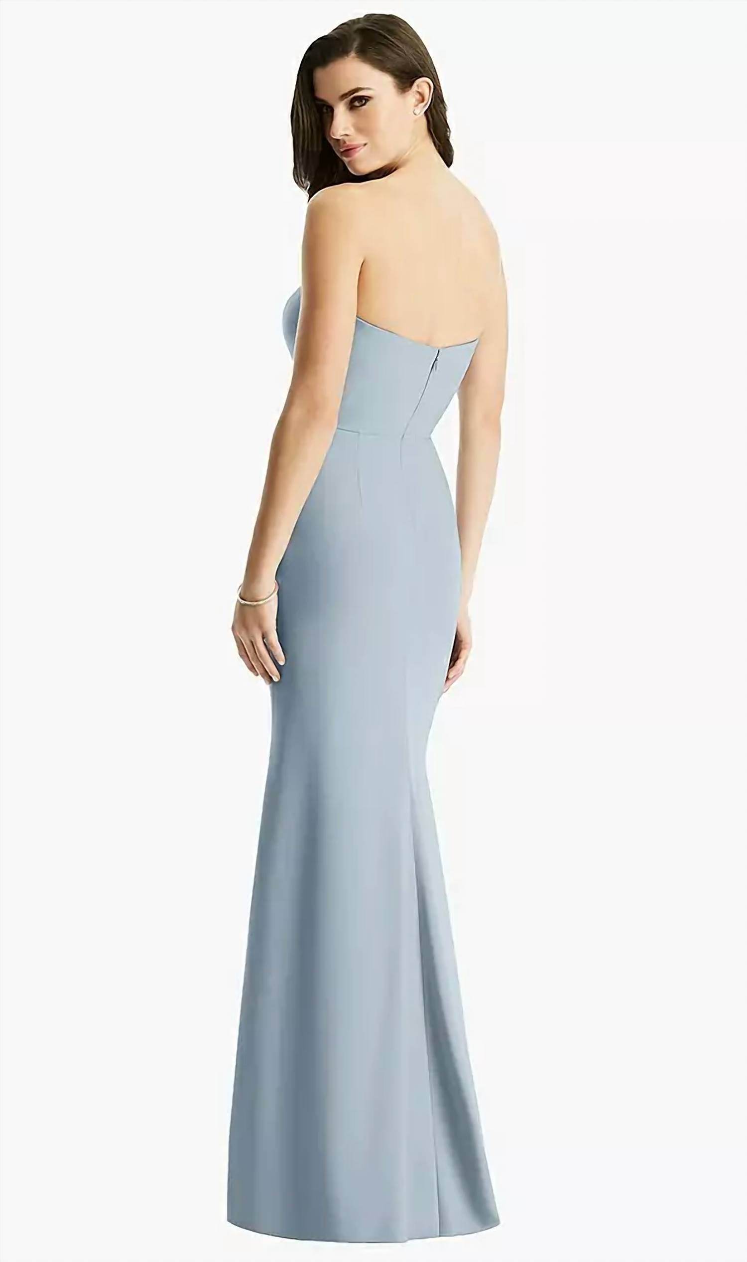 Dessy - Sheer Plunge Neckline Strapless Column Dress - Rack Hunt -