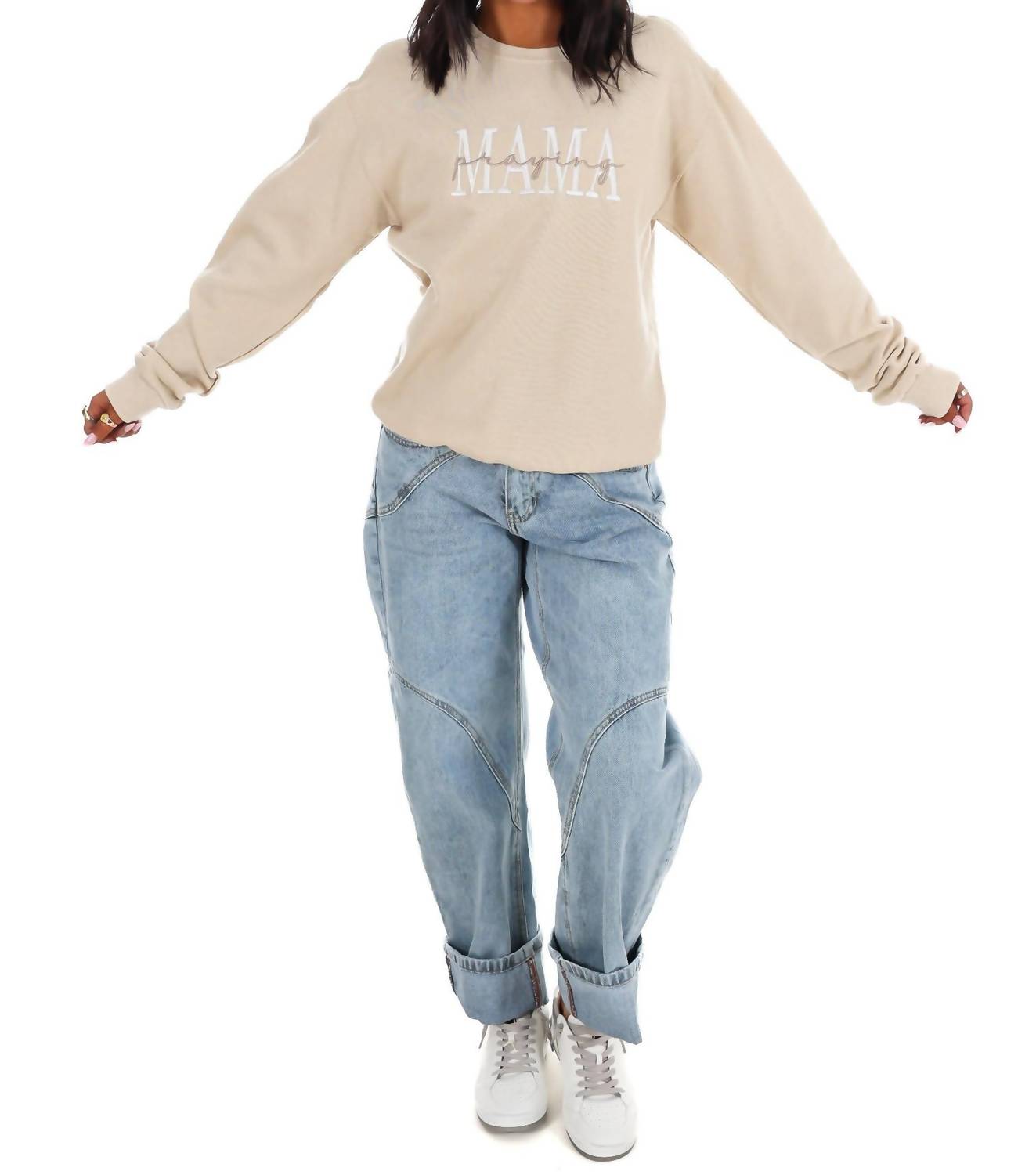 Praying Mama Embroidered Sweatshirt