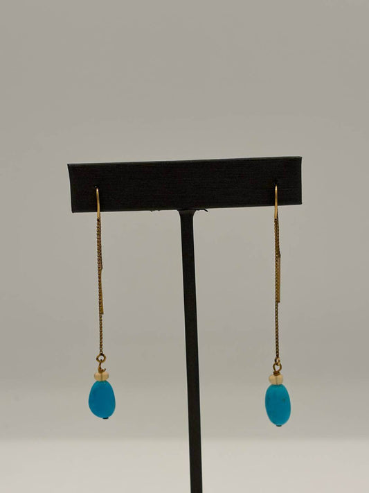 Blue Copper - Women's Turquoise Opal Threaders Earrings - Rack Hunt -