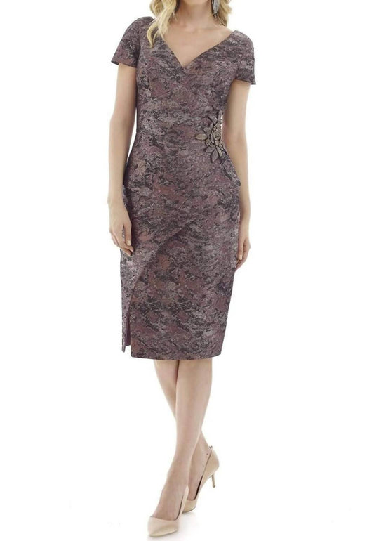 V-neck Peplum Midi Dress