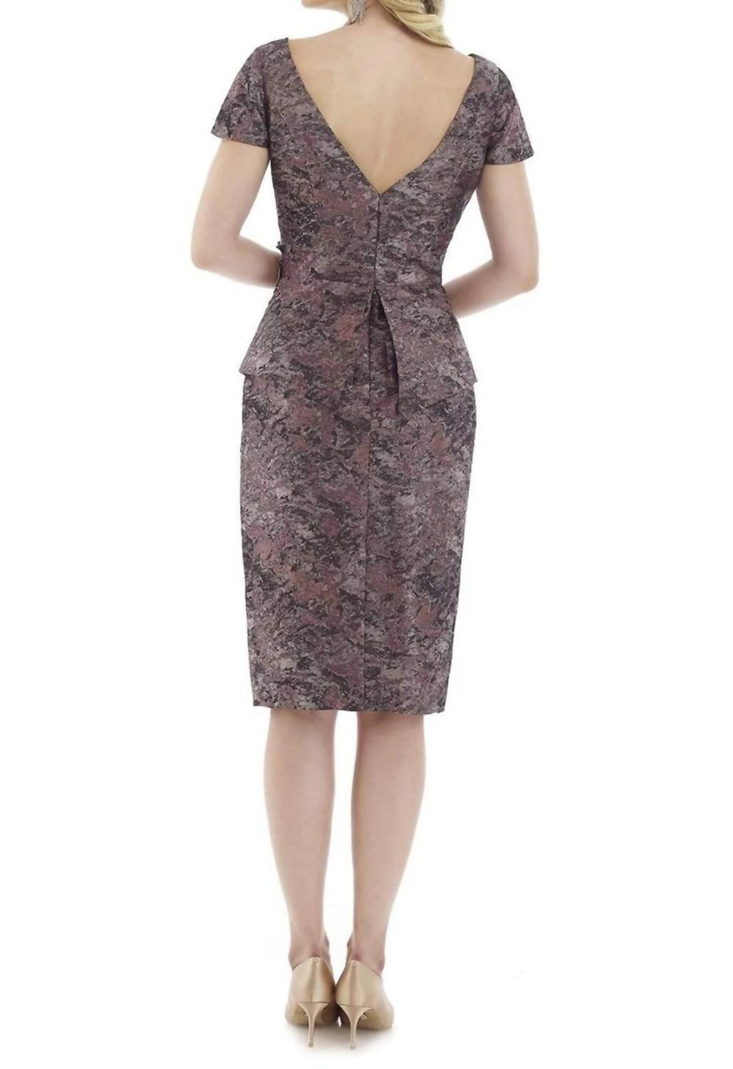 V-neck Peplum Midi Dress