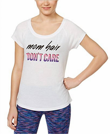 Short Sleeve Mom Hair Do Not Care Slogan Printed T-shirt