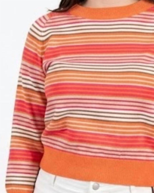 Long Sleeve Raglan 70's Stripe Sweater