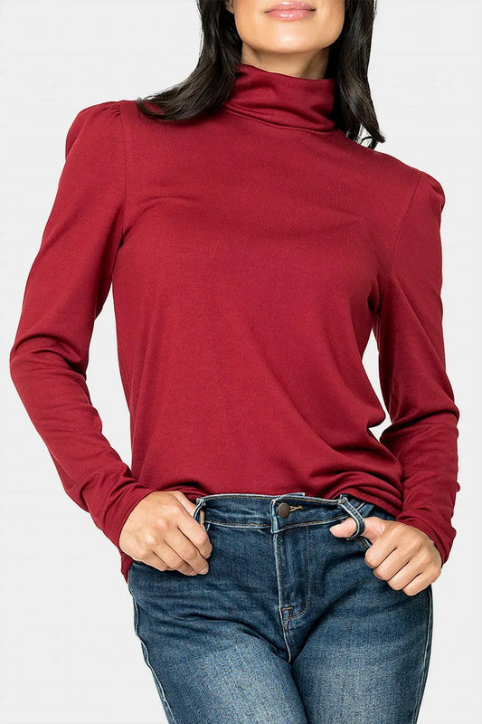 Gibsonlook - Essential Turtleneck Soft Sweater Knit Top With Puff Sleeve - Rack Hunt