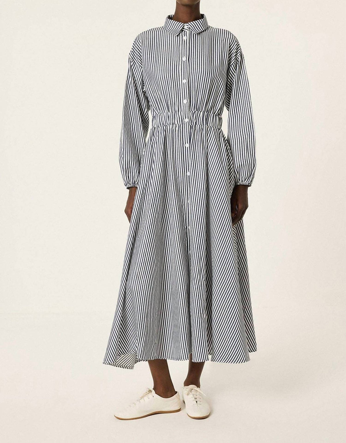 Striped Poplin Maxi Dress
