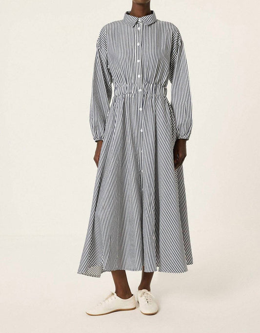 Striped Poplin Maxi Dress