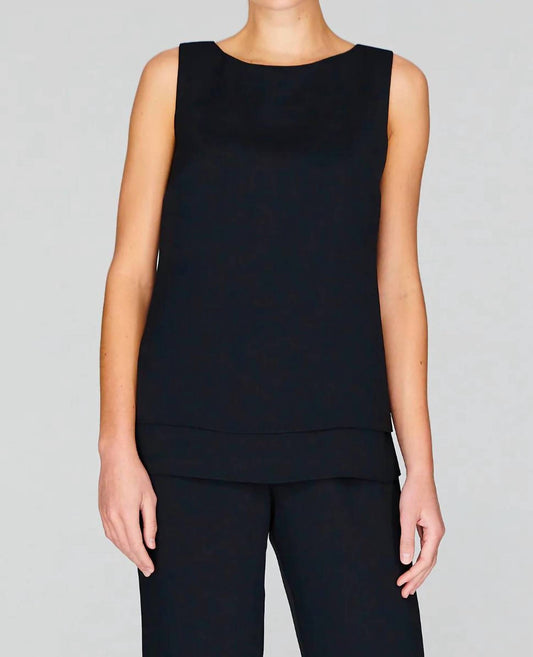 Lustrous Crepe Double Layer Crew Neck Tank