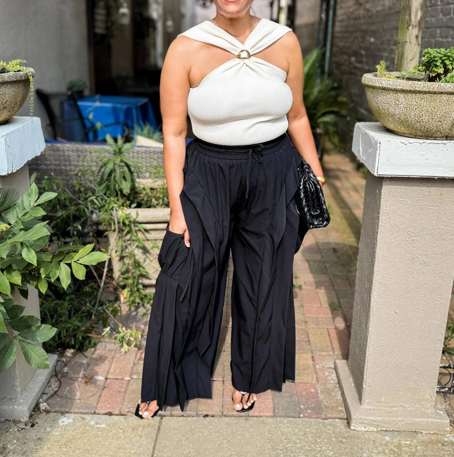 Ruffle Cargo Wide-leg Pants