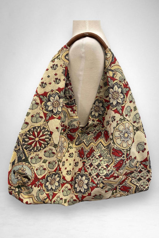 Jijou Capri - Women's Giselle Printed Cotton Canvas Oversized Hobo Bag - Rack Hunt -