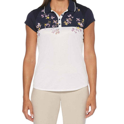 Women's Floral Print Colorblocked Golf Polo
