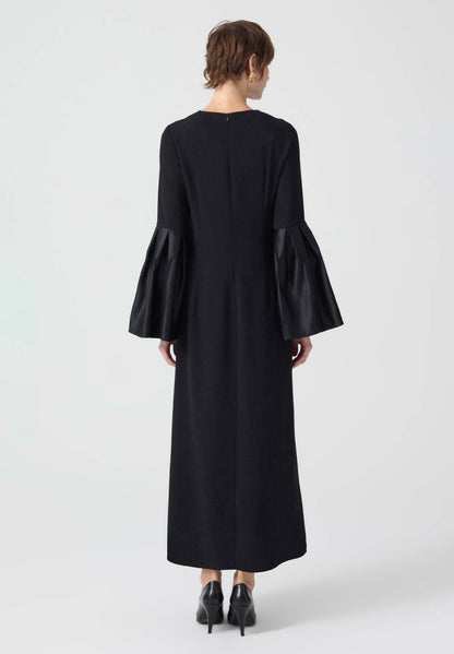Taffeta Sleeve Detailed Maxi Dress