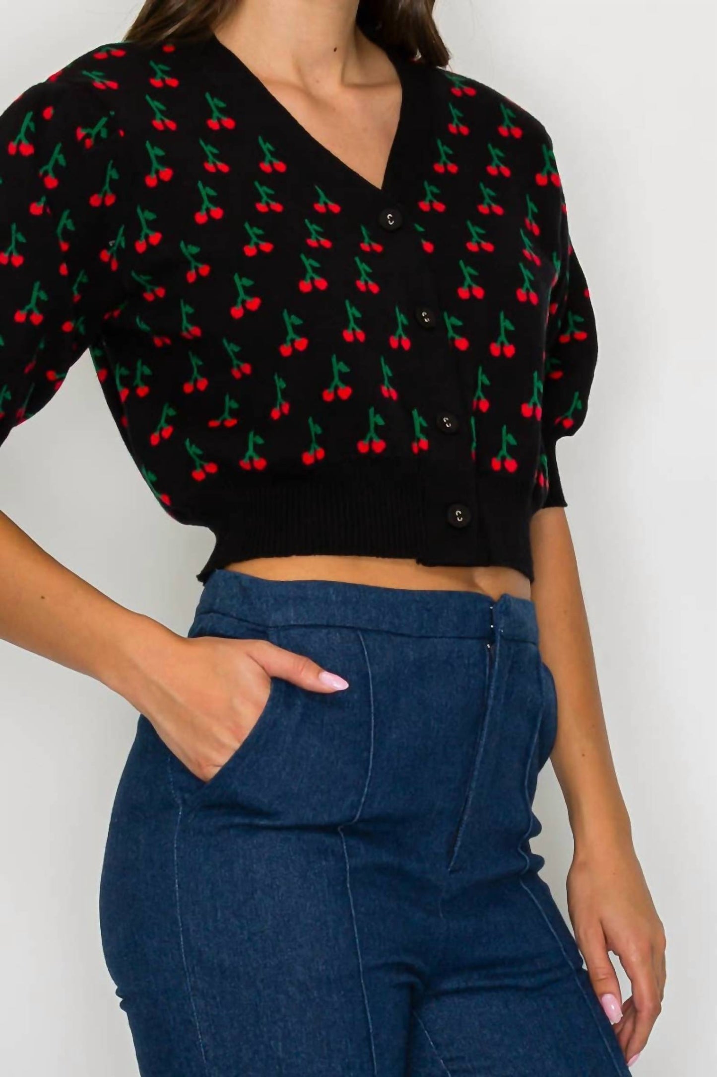 Cute As Cherry Crop Sweater