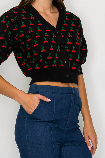Cute As Cherry Crop Sweater