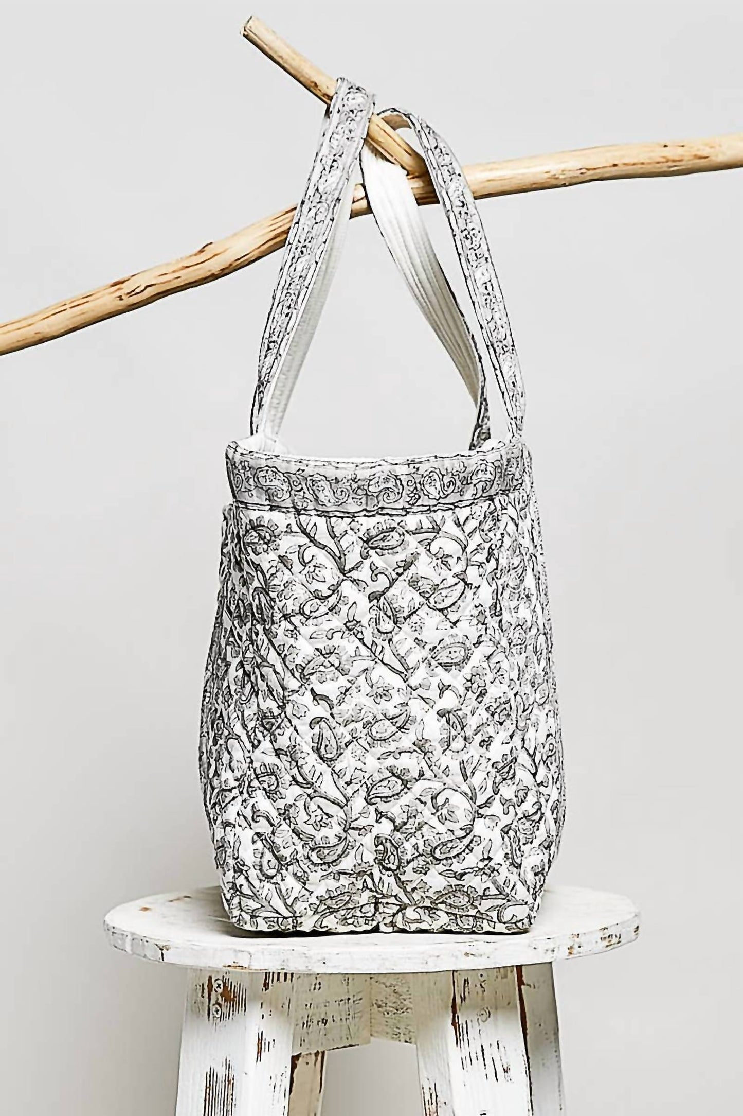 Women's Hand Block-printed Quilted Floral Tote Bag
