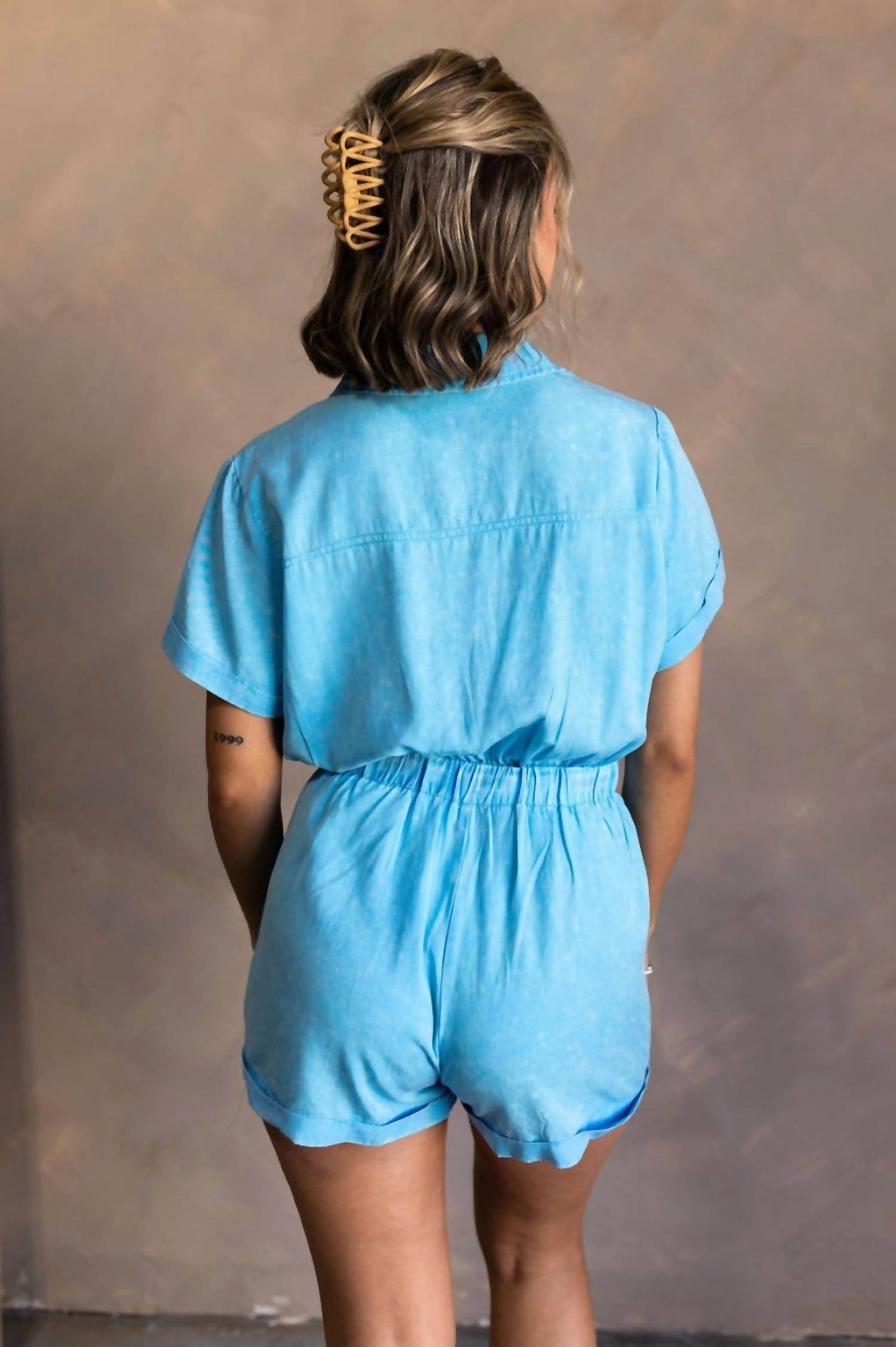 Love You Bunches - Delilah Washed Short Sleeve Romper - Rack Hunt -