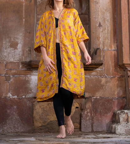 StandAwt - Golden Glow Reversible Saree One Size Kimono - Rack Hunt