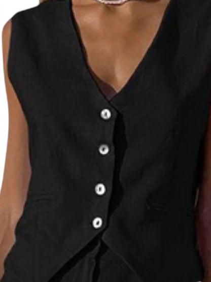 Beckett Sleeveless Button Vest And Shorts Set