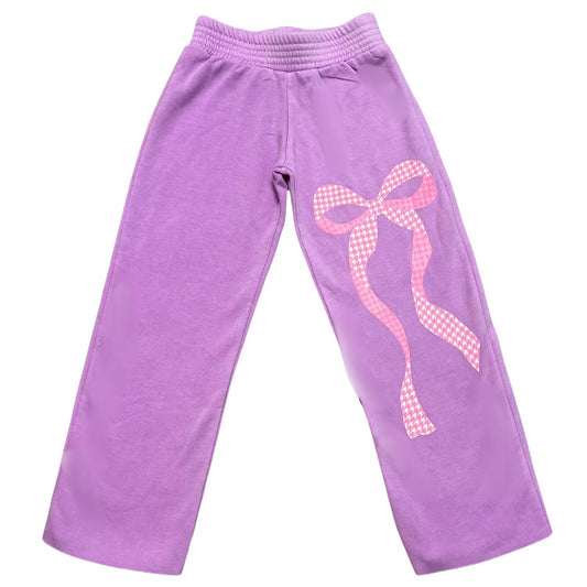 Girl's Houndstooth Bow Flare Sweatpant