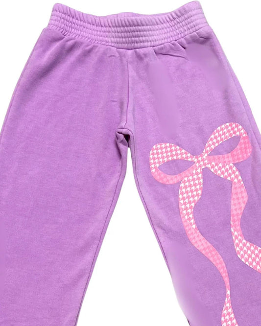 Girl's Houndstooth Bow Flare Sweatpant