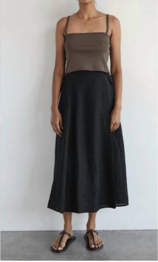 First Rite Women's Wrap Midi Skirt in Vintage Black