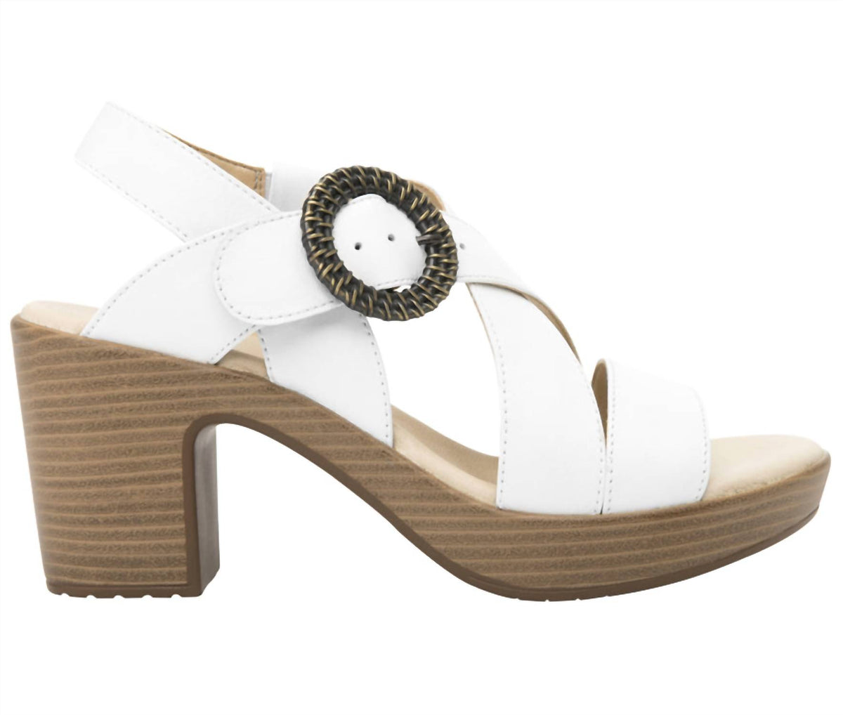 Leather Heel Ankle Strap Sandals