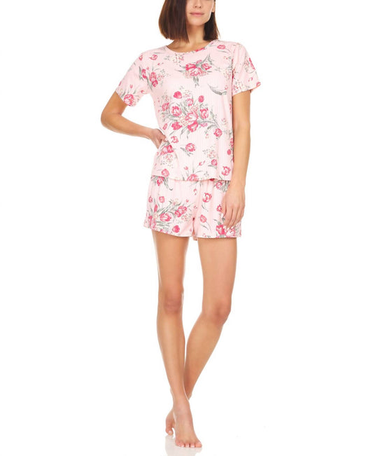 Averie Rib-Knit T-Shirt & Shorts Pajama Set