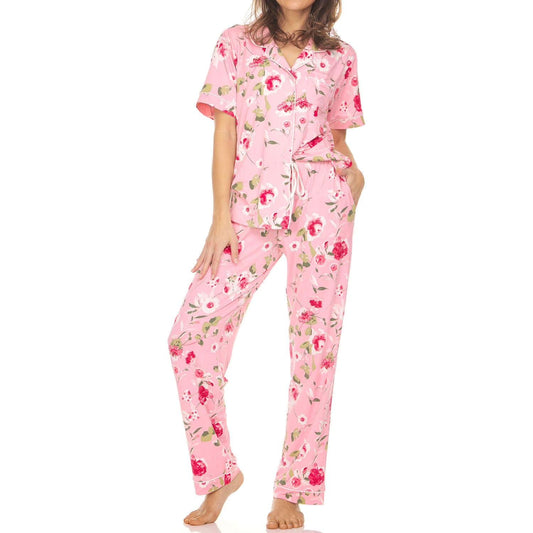 Women's Printed Notch Collar Pajama Set