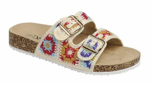 Women's Double Buckle Bacon Flat Sandals