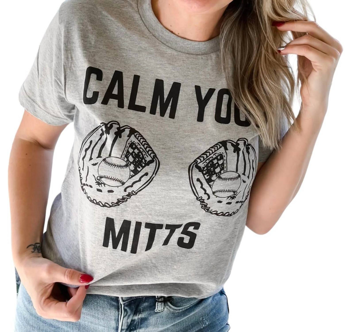Calm Your Mitts Baseball Tee