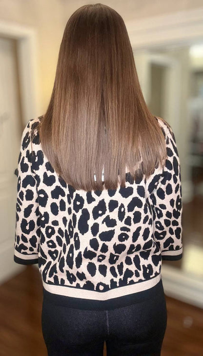 Women's Leopard Knit Sweater