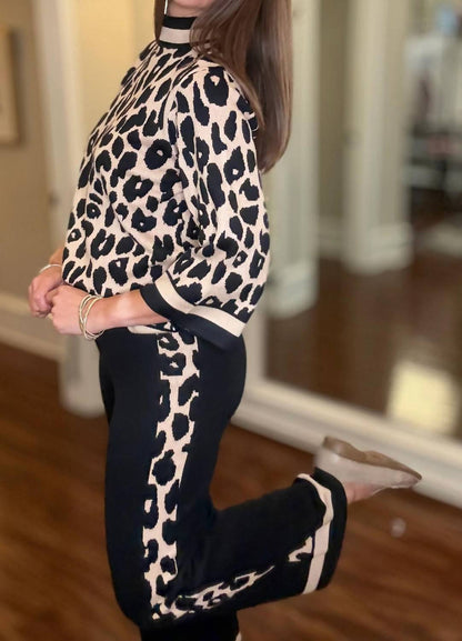 Women's Leopard Knit Sweater