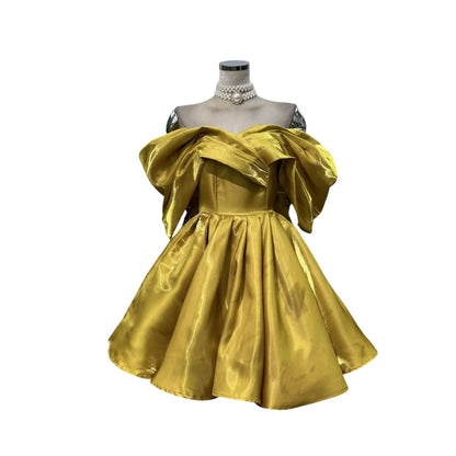 Luxury One Shoulder Satin High Waist Short Dress