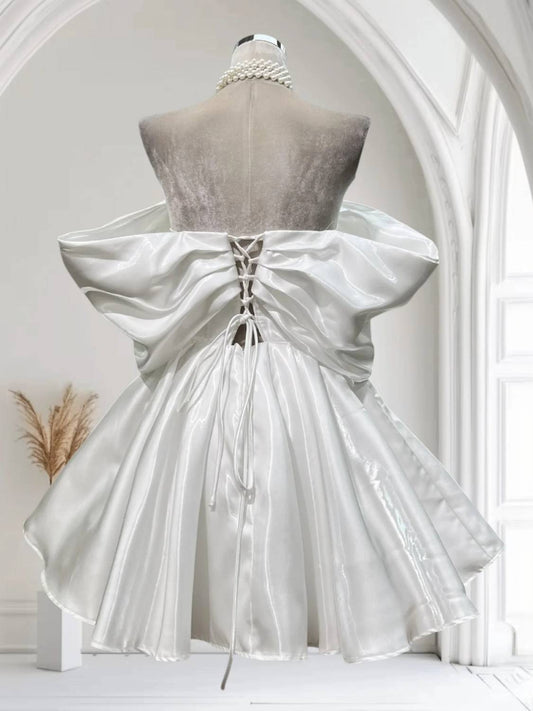 Women's Luxury One Shoulder Satin High Waist Short Dress