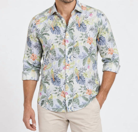 Men's Tropical Print Long Sleeve Shirt