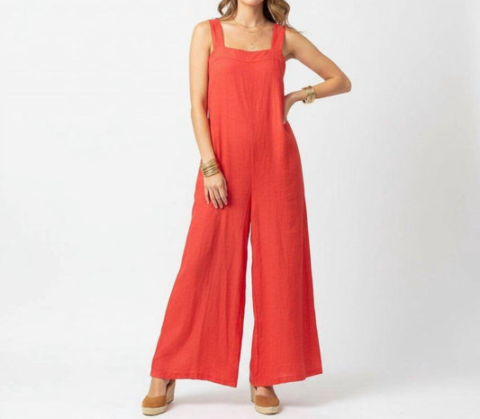 Linen Blend Sleeveless Capri Cropped Jumpsuit