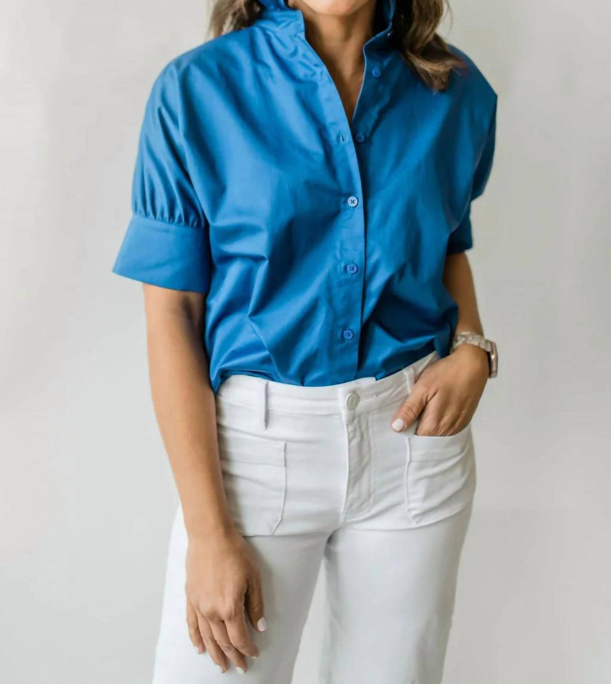 Short Sleeve Ruffle Shirt