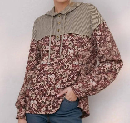 Urban Ribbed Floral Hoodie