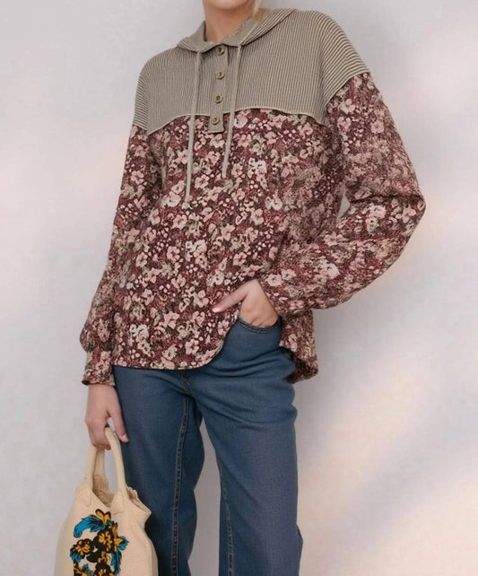 Urban Ribbed Floral Hoodie