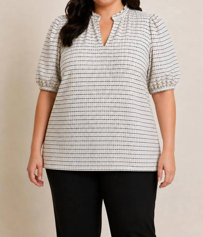 Windowpane Print Tunic Top
