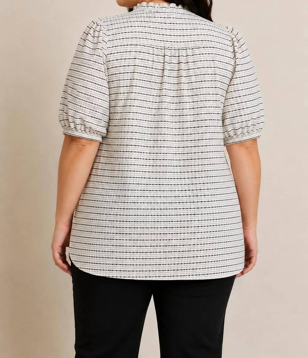 Windowpane Print Tunic Top