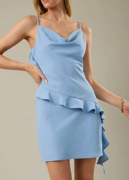 Cecilia Cowl Neck Ruffled Mini Dress