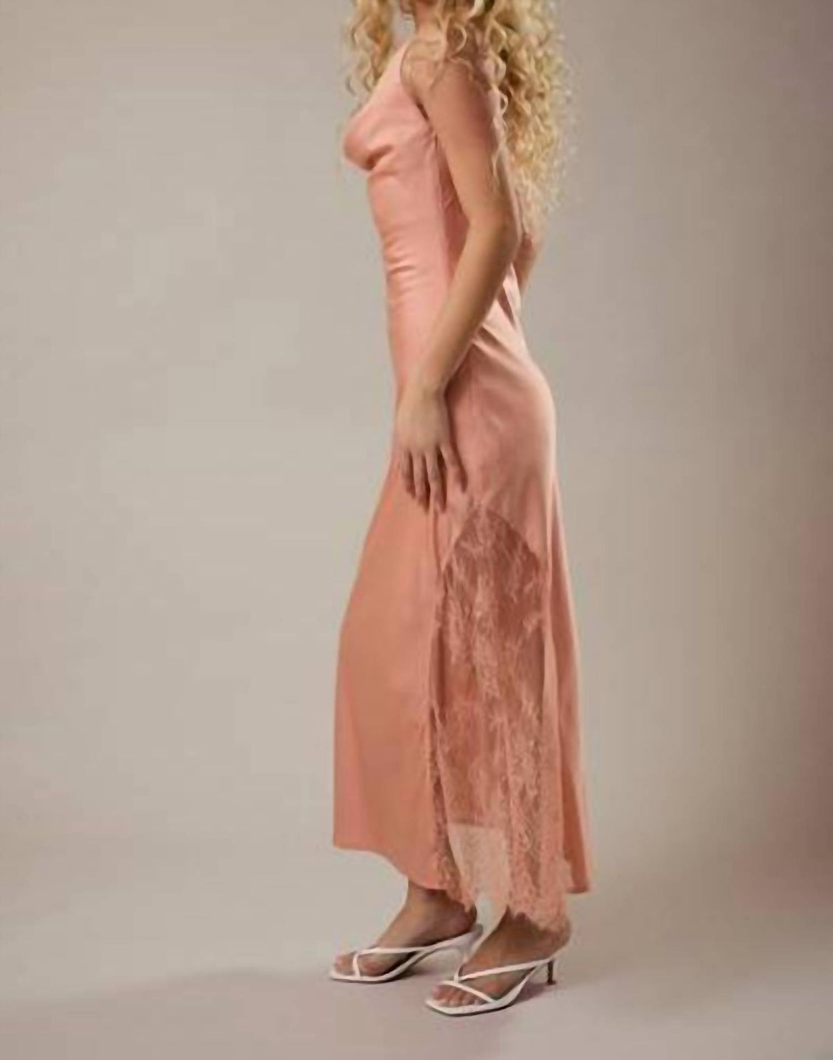 Giana Satin & Lace Midi Dress
