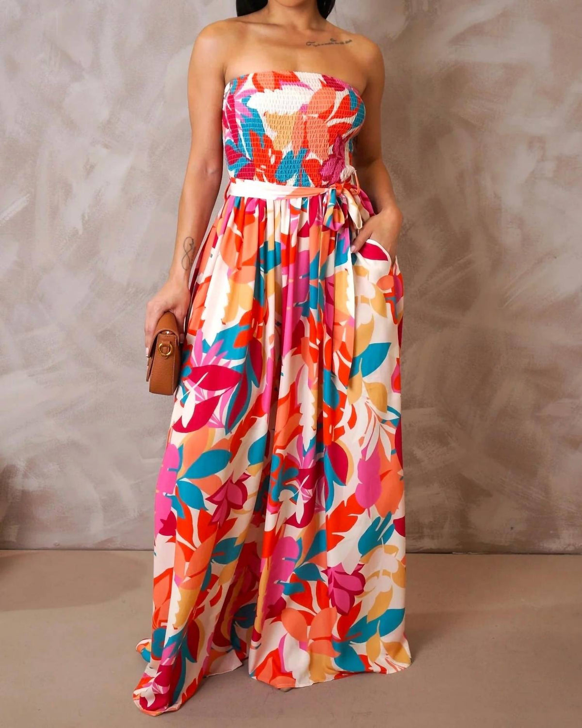 Belize Strapless Printed Jumpsuit